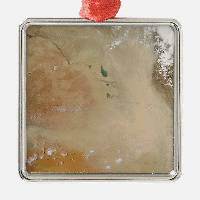 Ornement Carré Argenté Tempête de poussière au Moyen-Orient (Devant)