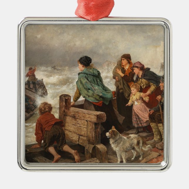 Ornement Carré Argenté Tempête sur la côte (par Rudolf Jordan) (Devant)