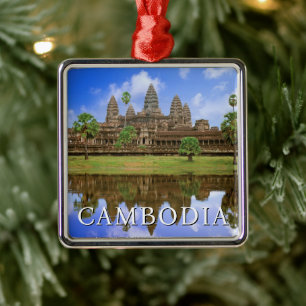 Ornement Carré Argenté Temple d'Angkor Wat Kampuchea, Cambodge