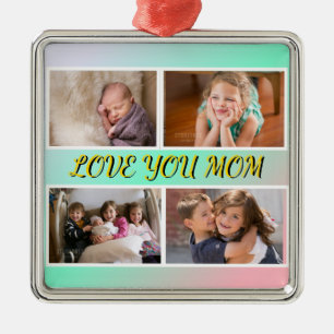 Ornement Carré Argenté Tendre souvenir « Je t'aime maman »