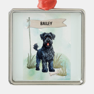 Ornement Carré Argenté Térrier Kerry Blue Aquarelle Chien Personnalisé