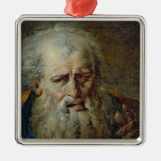 Ornement Carré Argenté Tête d'un vieil homme (Devant)