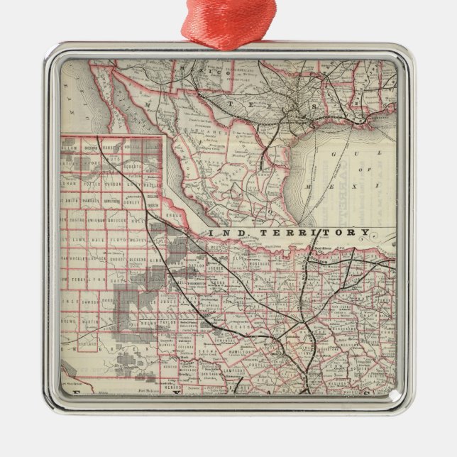 Ornement Carré Argenté Texas et Mexique, Houston (Devant)