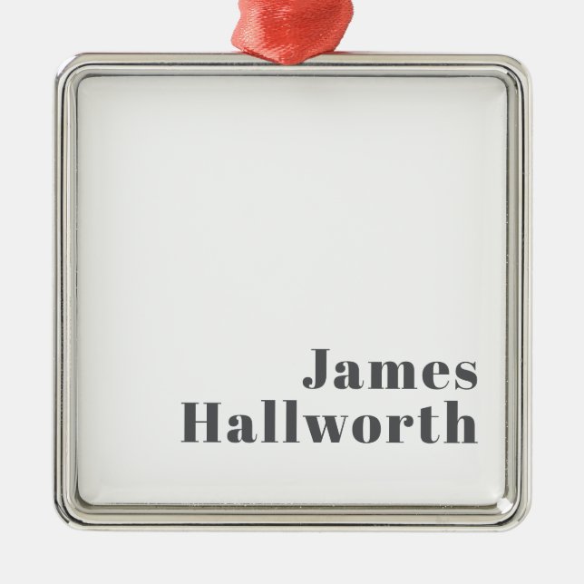 Ornement Carré Argenté Texte moderne élégant et rétro | Gris (Devant)