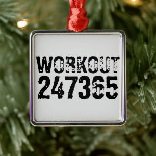 Ornement Carré Argenté Texte usé et rayé Workout 247365 noir