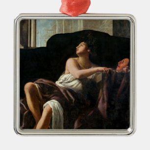 Ornement Carré Argenté Thalia, Muse de comédie