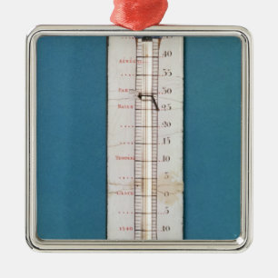 Ornement Carré Argenté Thermomètre surmonté avec un capot phrygian