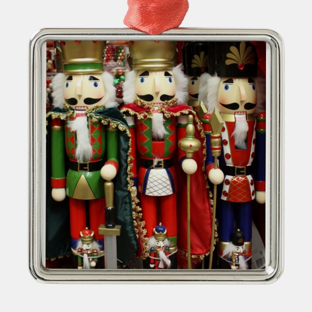 Ornement Carré Argenté Three Wise Crackers - Nutcracker Soldiers (Devant)
