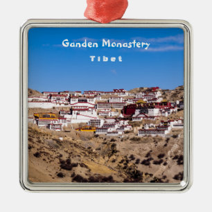Ornement Carré Argenté Tibet - Ganden Buddhist Monastery