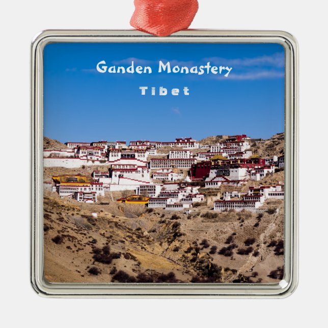 Ornement Carré Argenté Tibet - Monastère bouddhiste de Ganden (Devant)
