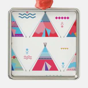 Ornement Carré Argenté tipi rose