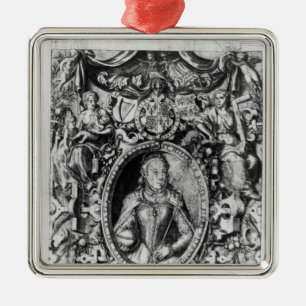 Ornement Carré Argenté Titlepage de Bible de l'évêque, pub. en 1568