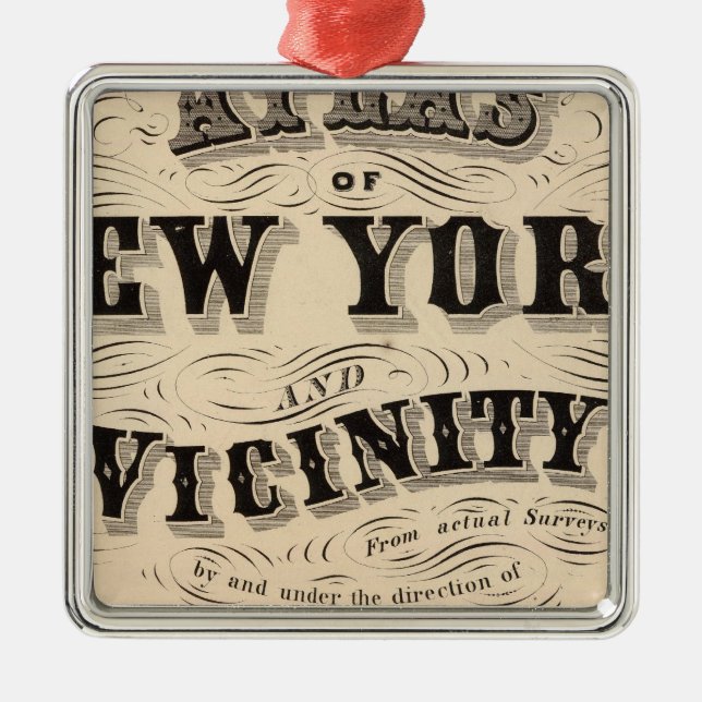 Ornement Carré Argenté Titre Page Atlas of New York, environs (Devant)