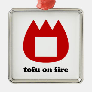 Ornement Carré Argenté 📛 tofu en feu