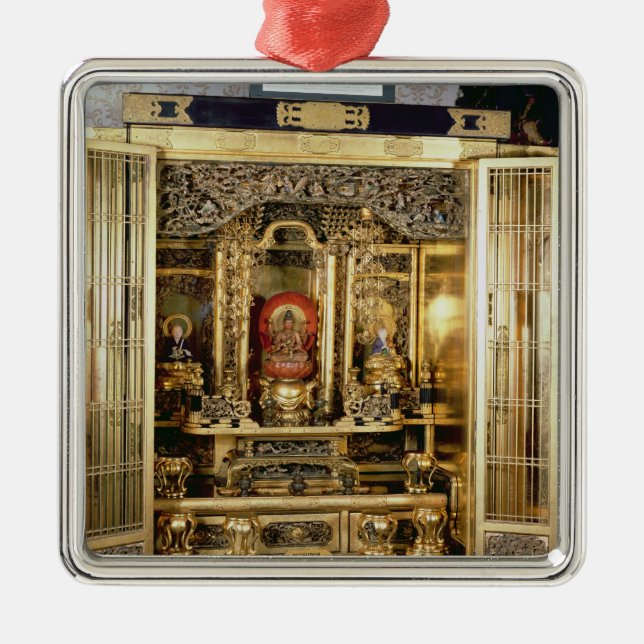 Ornement Carré Argenté Tombeau de Butsudan du palais d'un Damio à Kyoto (Devant)