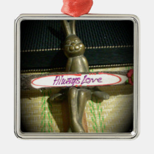 Ornement Carré Argenté Toujours Aimer Inspirational Rabbit Art Design d'i
