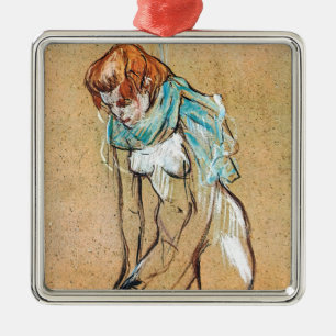 Ornement Carré Argenté Toulouse-Lautrec - Femme qui tire son bas