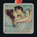 Ornement Carré Argenté Toulouse-Lautrec - In Bed, The Kiss<br><div class="desc">In Bed,  The Kiss / Au lit : Le baiser - Henri de Toulouse-Lautrec,  Oil on Cardboard,  1892</div>