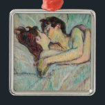 Ornement Carré Argenté Toulouse-Lautrec - In Bed, The Kiss<br><div class="desc">In Bed,  The Kiss / Au lit : Le baiser - Henri de Toulouse-Lautrec,  Oil on Cardboard,  1892</div>