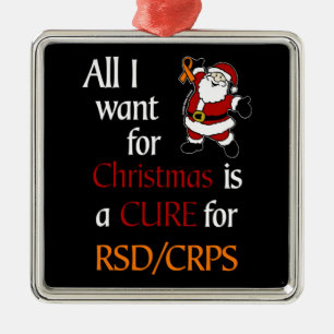 Ornement Carré Argenté Tout ce que je veux pour Noël/Père Noël...RSD/CRPS
