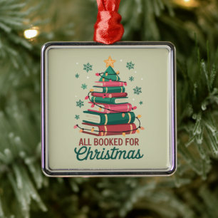 Ornement Carré Argenté Tout réservé pour le sapin de Noël de la bibliothé