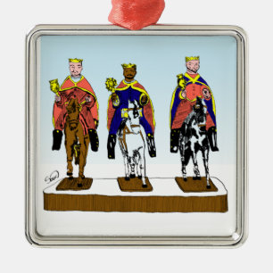 Ornement Carré Argenté Tres Reyes Magos/ Trois hommes sages