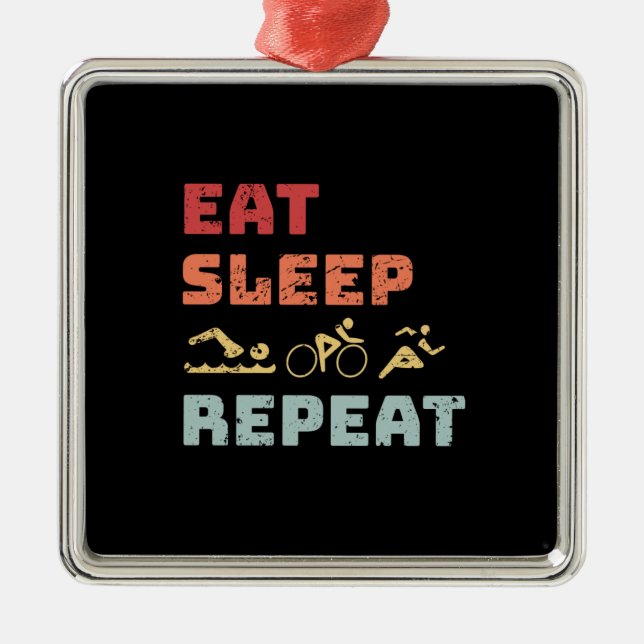 Ornement Carré Argenté Triathlon (Devant)