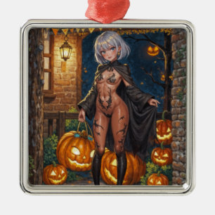 Ornement Carré Argenté Trick or Treat Body Paint, Brave Halloween Girl ->