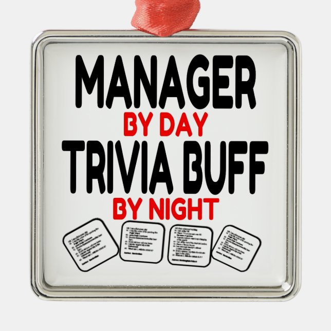 Ornement Carré Argenté Trivia Buff Manager (Devant)