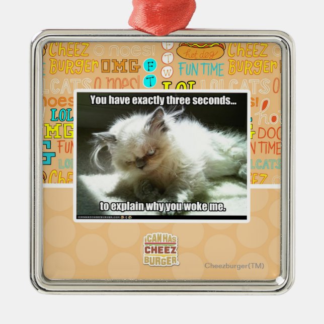 Ornement Carré Argenté Trois secondes (Devant)