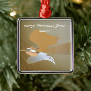 Ornement Carré Argenté Trompettes anges