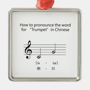 Ornement Carré Argenté "Trumpet" Guide musical de la Diction Chinoise drô