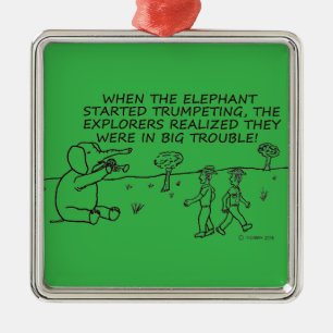 Ornement Carré Argenté Trumpeting Elephant