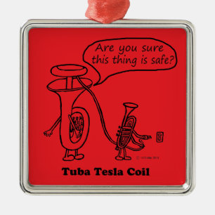 Ornement Carré Argenté Tuba Tesla Coil