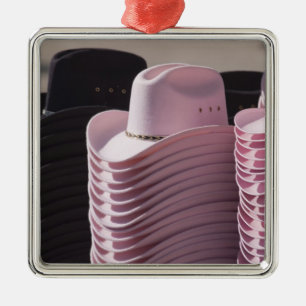 Ornement Carré Argenté Tucson, Arizona. Casquettes de cowboy pour les