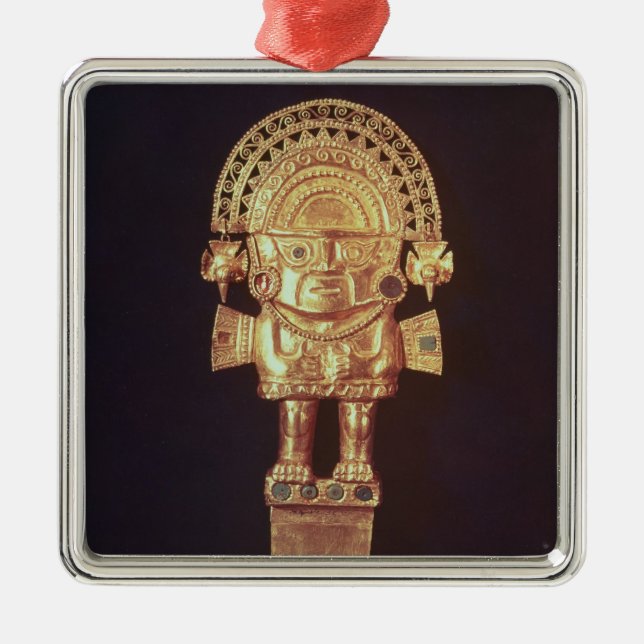 Ornement Carré Argenté Tumi ou couteau cérémonieux dans la forme de (Devant)