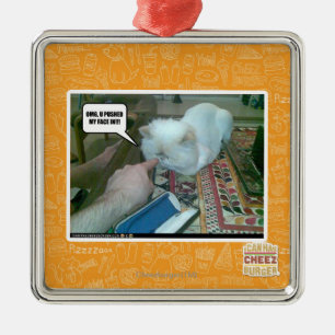 Ornement Carré Argenté U a poussé mon visage dedans !