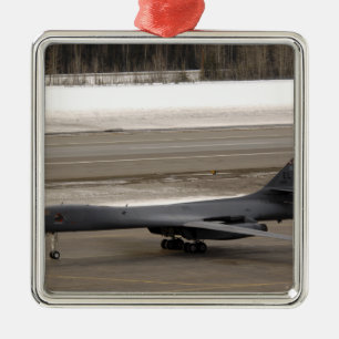 Ornement Carré Argenté Un B-1B Lancer effectue un contact - et - va