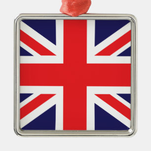 Ornement Carré Argenté Un drapeau d'Union Jack