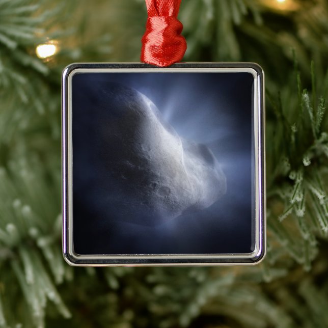 Ornement Carré Argenté Un Gros Plan Illustratif Du Temple De La Comète. (Arbre)