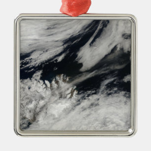 Ornement Carré Argenté Un panache gris pâle souffle du sommet