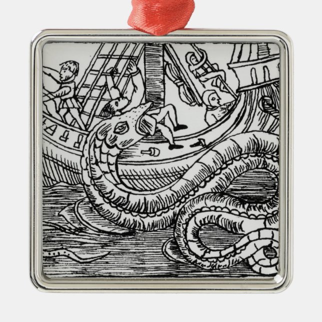 Ornement Carré Argenté Un serpent de mer (Devant)