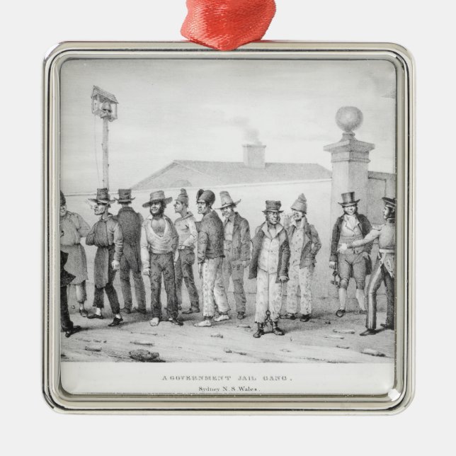 Ornement Carré Argenté Une bande de prison de gouvernement (Devant)