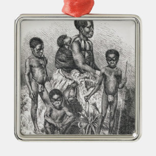 Ornement Carré Argenté Une famille de zoulou de l'histoire de l'humanité