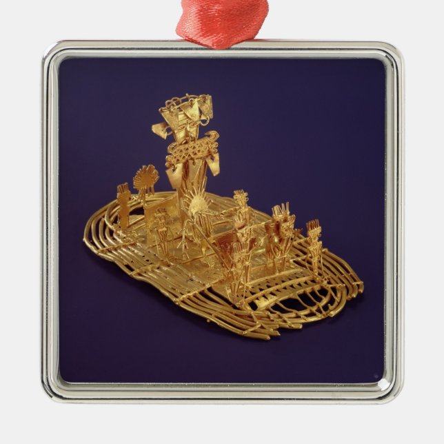 Ornement Carré Argenté Une figurine votive de Muisca dépeignant (Devant)