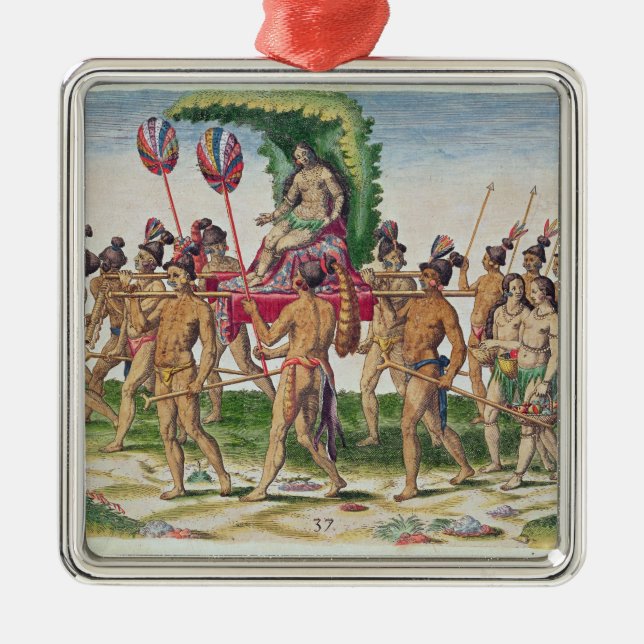 Ornement Carré Argenté Une jeune mariée est portée (Devant)