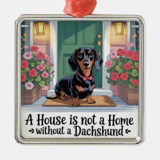 Ornement Carré Argenté Une maison n'est pas un foyer sans un dachshund