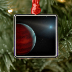 Ornement Carré Argenté Une Planète Géante Au Gaz Autour D'Une Étoile Nain