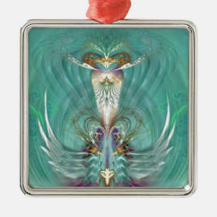 Ornement Carré Argenté Une porte plus élevée de coeur