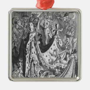 Ornement Carré Argenté Une reine